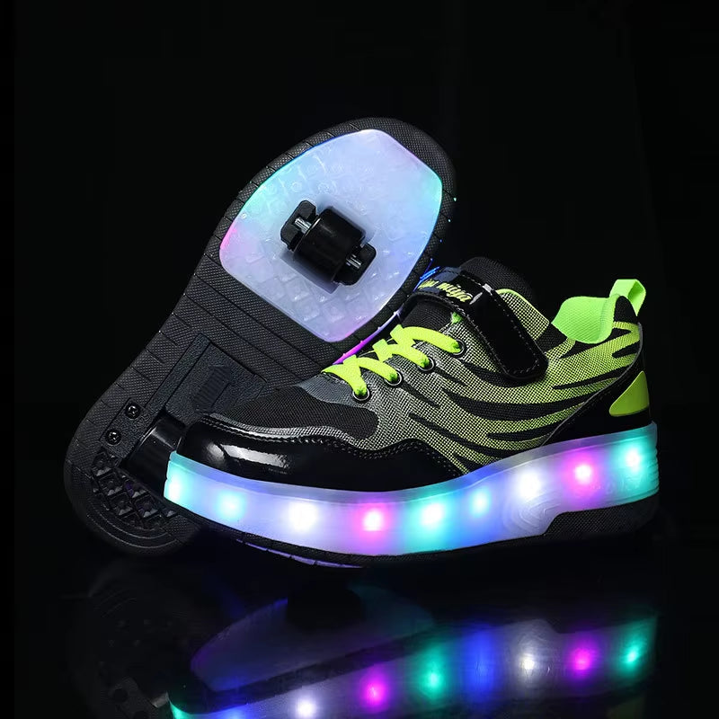 Kids Roller Skates Shoes 2 Wheels Skating Sneaker Flying Shoe Breatheable Boy Girl Child Gift Outdoor Autumn 5 - 15 Years Old