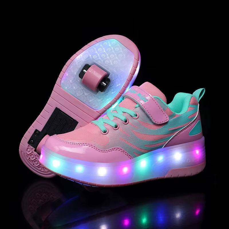 Kids Roller Skates Shoes 2 Wheels Skating Sneaker Flying Shoe Breatheable Boy Girl Child Gift Outdoor Autumn 5 - 15 Years Old